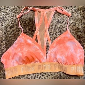 VS PINK SPORT Ultimate Lightly Lined Creamsicle Tie Dye Racerback Sports Bra